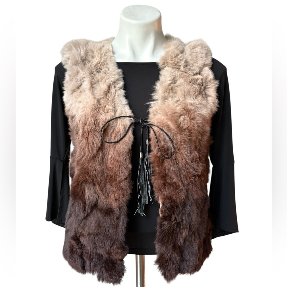 Love Token Rex Rabbit Ombré Fur Vest, Sz S